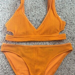 Aerie Vibrant Orange Textured Bikini